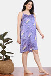 Zivame Paradise Garden Woven Knee Length Nightdress - Twilight Purple — thumbnail 3